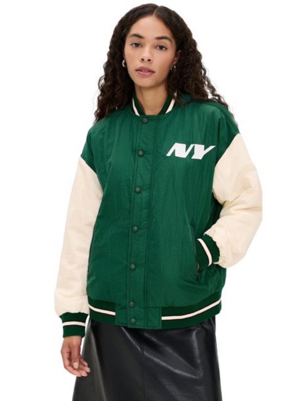 Terez Women's Green Jets Colorblock
Bomber Jacket L